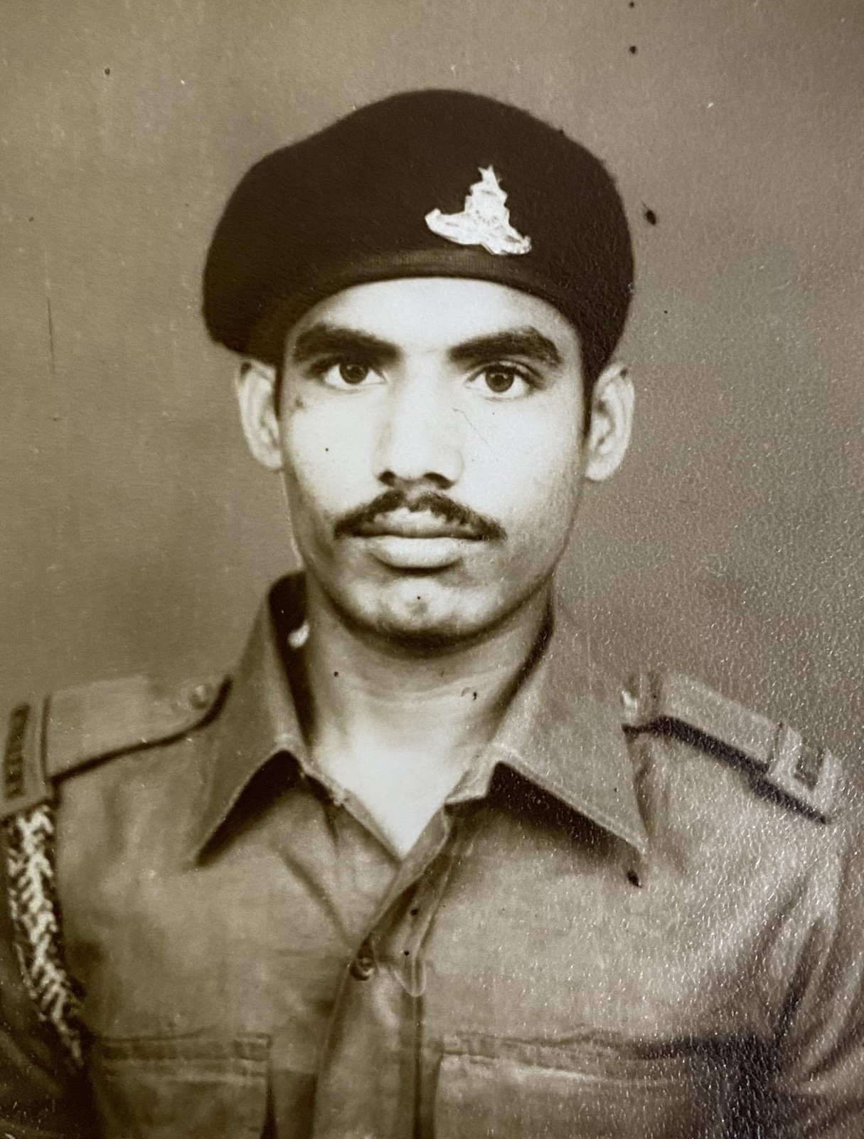 Army-era uniform portrait of Jayan Vellaichamy